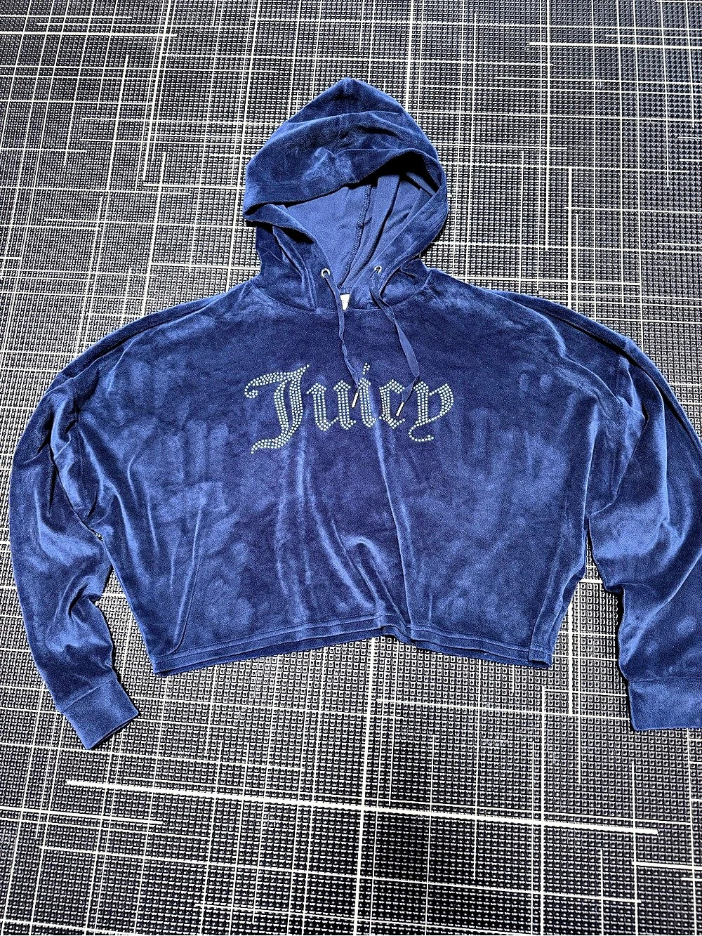 Juicy Couture velour cropped hoodie Cropped Hoodie in Blue Size large